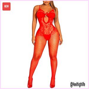 Plus Size Sheer Mesh Bodystocking One-Piece Lingerie Stretchy Sexy
